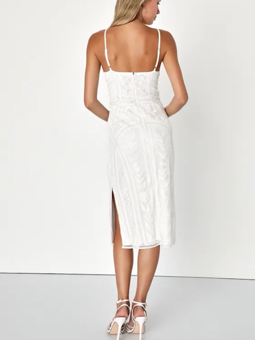 NWT Lulus Alluring Interest White sequin midi dress